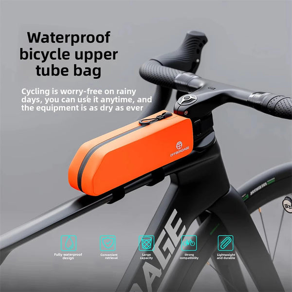 OFFBONDAGE 2L Waterproof Bicycle Top Tube Bag Convenient Zipper Large capacity Bike Front Frame Bag with Bolt Belt for MTB Riding