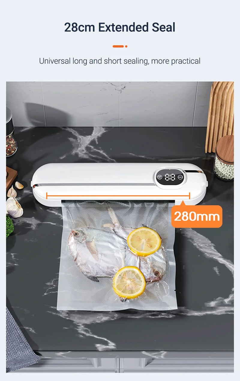 Automatic Vacuum Sealer Kitchen Vacuum Sealer Machine Household Food Bag Keep Food Fresh With10pcs Fresh-Keeping Bags