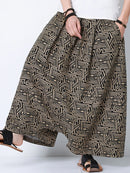 INCERUN Men Pant Ethnic Print Low Rise Long Pant Loose Fit Mens Elastic Streetwear Pants with Side Pockets S-5XL