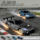 LDRC 4301 RTR 1/43 2.4G 4WD AMG GTR Drift RC Car Built In Gyro Alloy Body Shell LED Light On-Road Full Proportional Desktop Remote Control Racing Vehicles Models Toys
