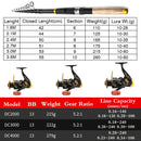 Multifunction 2.4-2.7M Portable Telescopic Fishing Rod Spinning Fishing Rod with DC3000 Fishing Reel for Various Fishing Scenes
