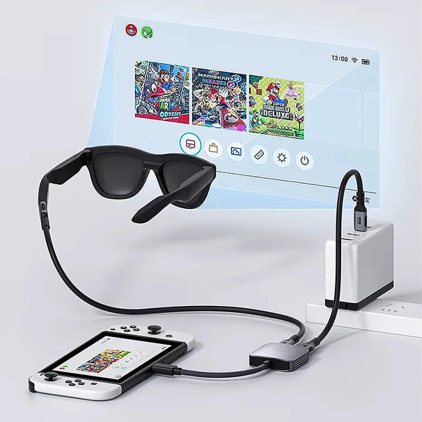 Hagibis TPS01 AR Glasses Adapter USB-C to Glasses and Charging Converter USB-C Hub Charge and Play for Switch Rokid/Xreal/Thunderbird