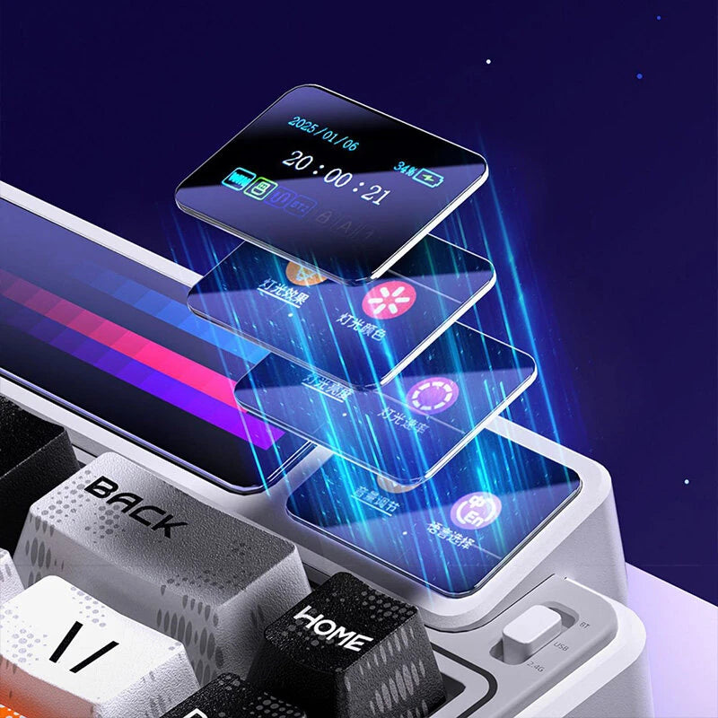 LEOBOG AMG65 Custom Mechanical Keyboard With TFT LED Screen 67 Keys Triple Mode Wireless/bluetooth/Wired Gasket Structure Hot Swappable RGB Gaming Keyboard with 8000mAh Battery