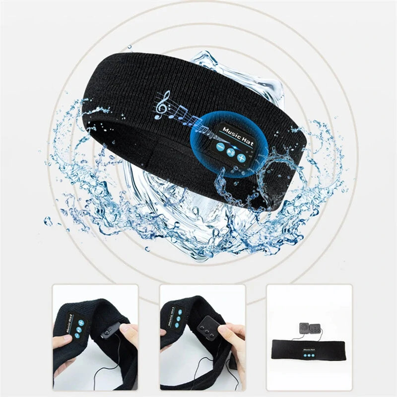 Ultra-Soft Breathable Sports Headband bluetooth V5.0 Wireless Connection HD Stereo Sound Waterproof Music Running Headphone for Jogging Camping Cycling