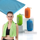 KALOAD 1pcs Portable Quick Drying Summer Cooling Towel with Round Silicone Box Soft Breathable Scarves for Sports Gym Running Yoga Fitness