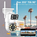 4MP Dual Lens Tuya Wifi Camera PTZ Outdoor 4K Wireless Dual Screen Security Camera Auto Tracking Monitoring Video Surveillance EU Plug