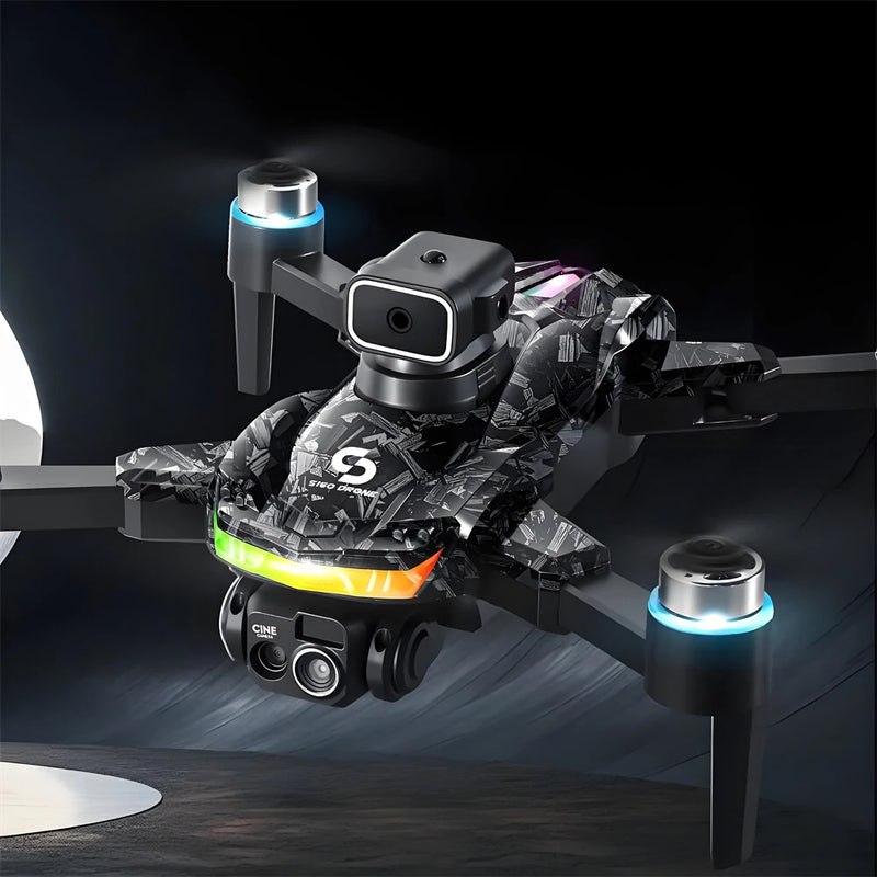 YLR/C S160 WiFi FPV with LCD Screen Controller HD Dual Camera Servo Gimbal 360 Obstacle Avoidance Colorful LED Lights Brushless Foldable RC Drone Quadcopter RTF