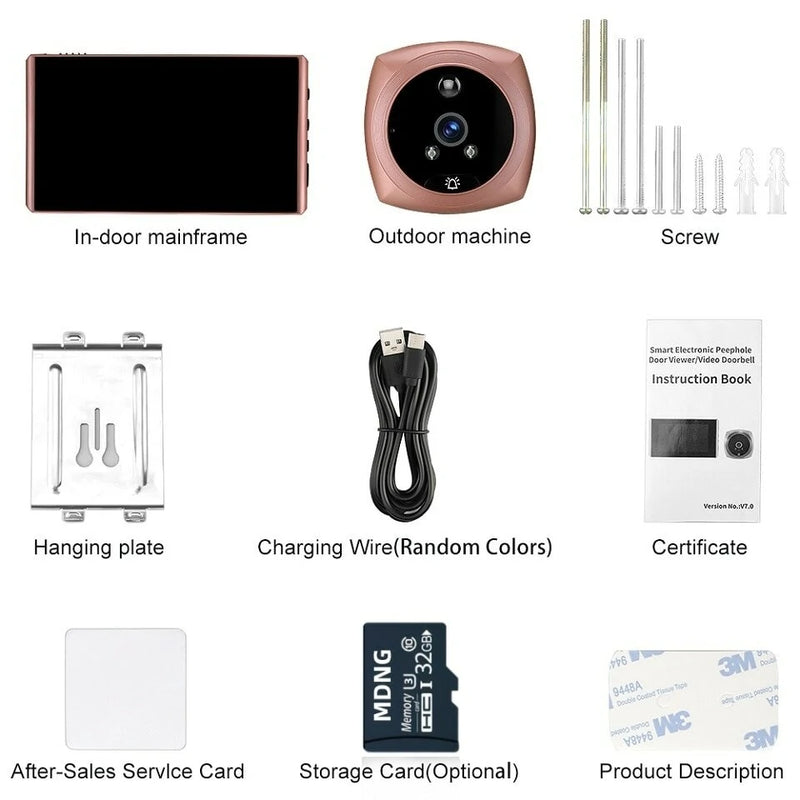4.5 inch Peephole Video Doorbell Door Camera Viewer with LCD Screen Display Wide Angle Cat Eye Motion Detection Visitor Record Ring Visual Door Bell