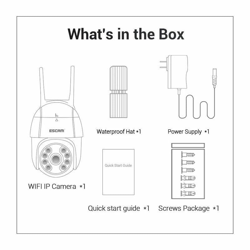 ESCAM QF518 5MP Pan/Tilt AI Humanoid Detection Auto Tracking Cloud Storage Waterproof WiFi IP Camera with Two Way Audio Night Vision