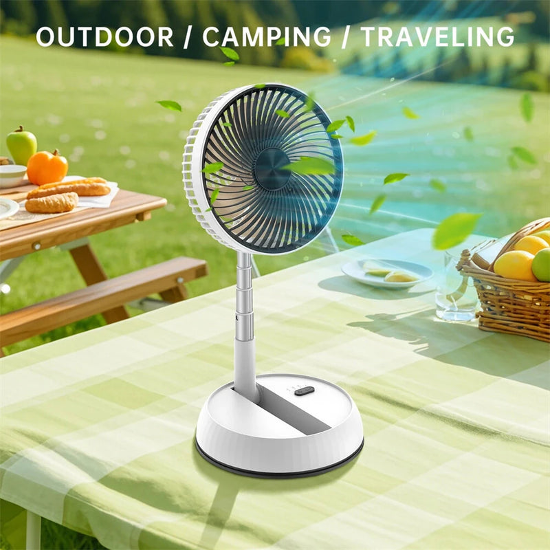 Tevorex Portable Multifunction Oscillating Standing Fan with Three Speed Timing Remote Controller Foldable Desk Fan Rechargeable Battery Powered Pedestal Fan for Bedroom Office Camping
