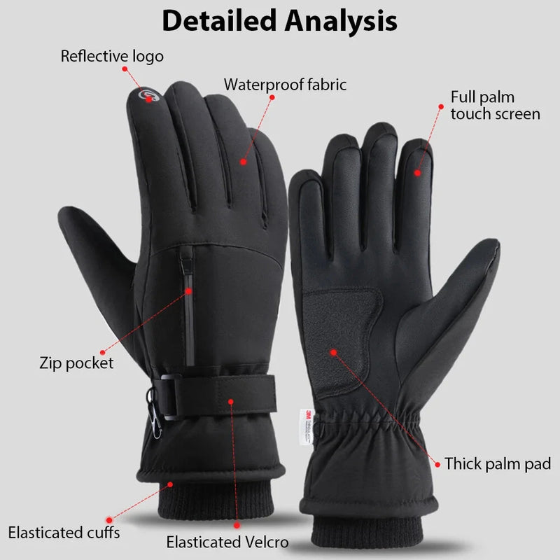 TENGOO Touch Screen Winter Gloves Waterproof Outdoor Sports Cycling Running Motorcycle Ski Fleece Gloves Non-slip Warm Full Fingers for 5-10 Cold Weather