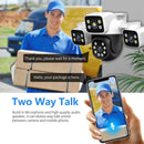 ESCAM PT223 3x4MP Three-Lens Camera Three-Screen PTZ Monitoring Sound And Light Alarm Two-Way Voice Cloud Storage Human Detection WiFi Camera