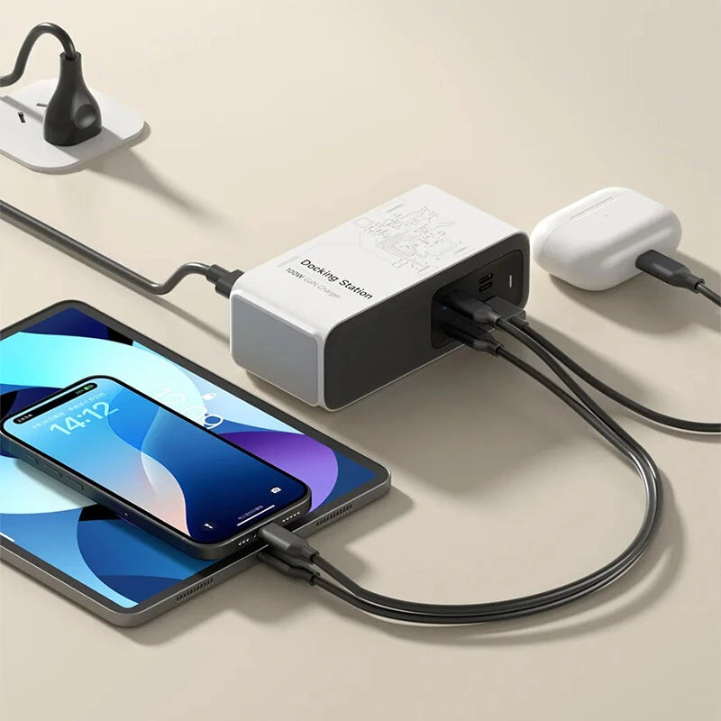 Hagibis PU0701A 100W GaN Docking Station USB Adapter with 5Gbps USB-A 5Gbps 10Gbps Type-C 10Gbps Host 2.5G RJ45 4K@60Hz HD Power Port for Switch ROG Ally Steam Thunderbolt 4/3 Macbook Pro