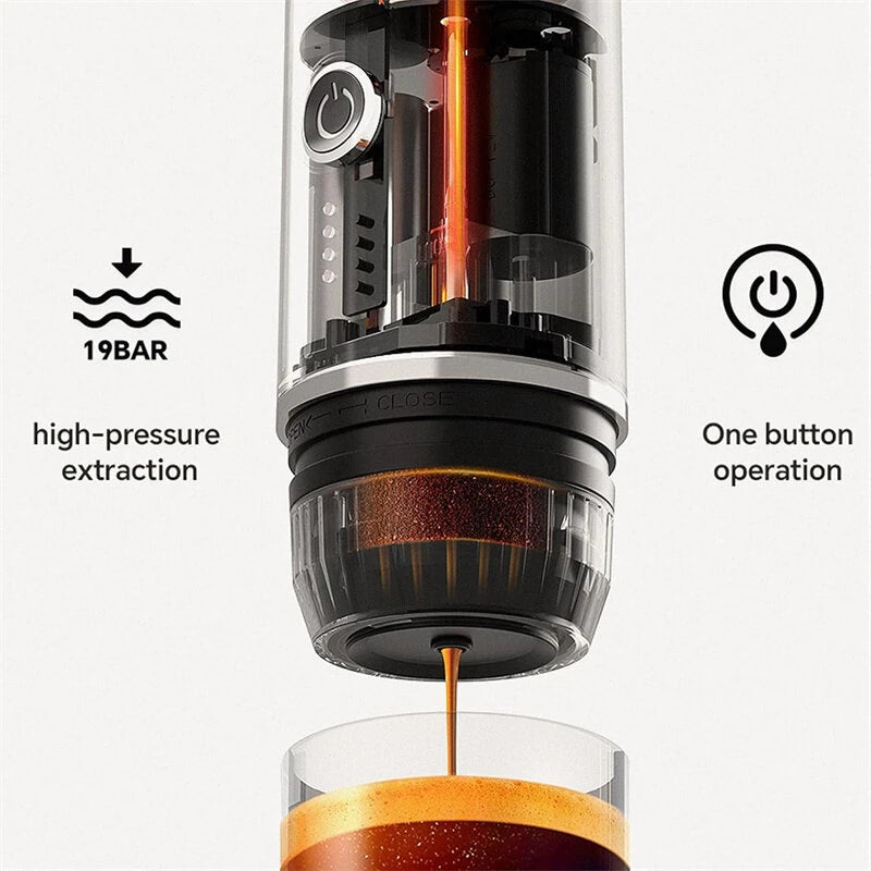 Portable Coffee Maker, 19 Bar Wireless Espresso Machine, NS Pods and Ground Coffee Compatible for Travel / Camping / Office / Home