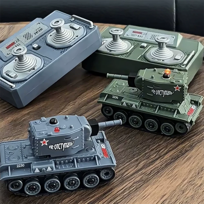 WENNANFENG BRRRRT 1/64 2.4G Mini RC Tank Desktop Simulation Battle Tracked Full Proportional Remote Control Shooting Vehicles Models with Infrared Combat 360 Rotating Turret Micro Toys