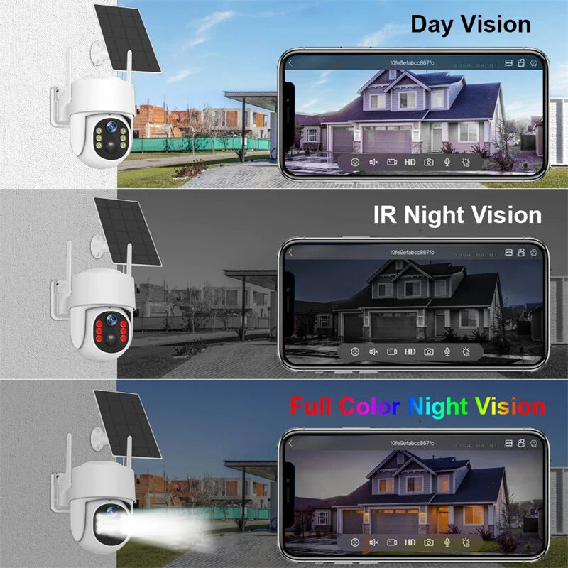 4MP HD WiFi Solar Powered Camera PTZ Night Vision PIR Human Detect Two Way Audio 7200mAh Battery Outdoors Wireless Security CCTV Camera