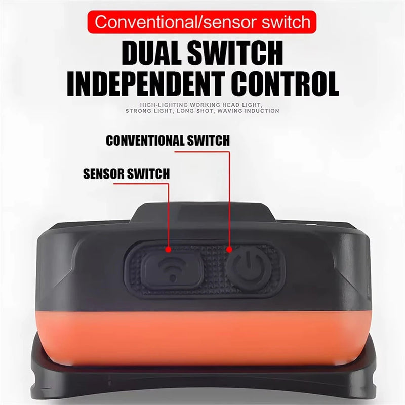 Mini Rechargeable LED Headlight Powerful Inductive Head Lamp White and Red Light Outdoor Camping Fishing Emergency Working Lamp