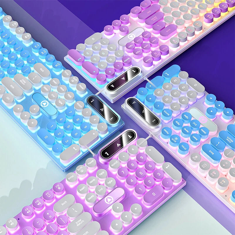 YINDIAO K600 104 Keys Wired Gaming Keyboard Punk Design Mechanical Feeling Keycaps RGB Light USB E-sports Gamer Keyboard for PC Computer Laptop