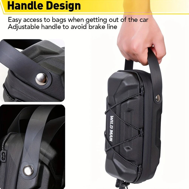 WILD MAN 2L EVA Hard Shell Scooter Handlebar Bag Waterproof Large Capacity Reflective Quick Release Handlebar Bag for Bike Electric Scooter Motorcycle