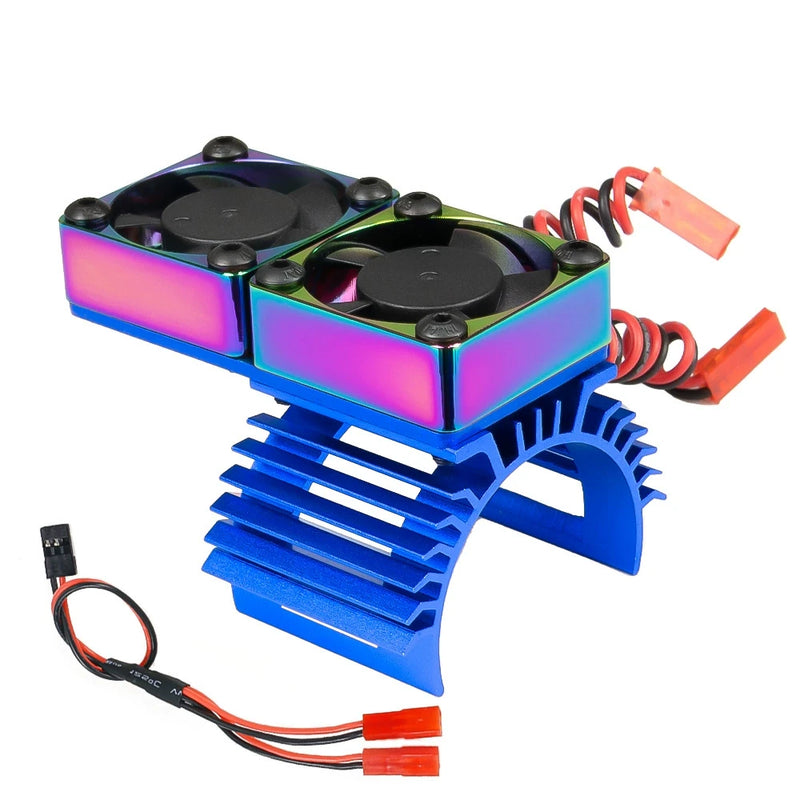 Upgraded Metal Motor Cooling Dual Fan Heatsink Radiator for 36mm 380 540 550 3650 Brushed Brushless Engine RC Cars Vehicles Models Spare Parts