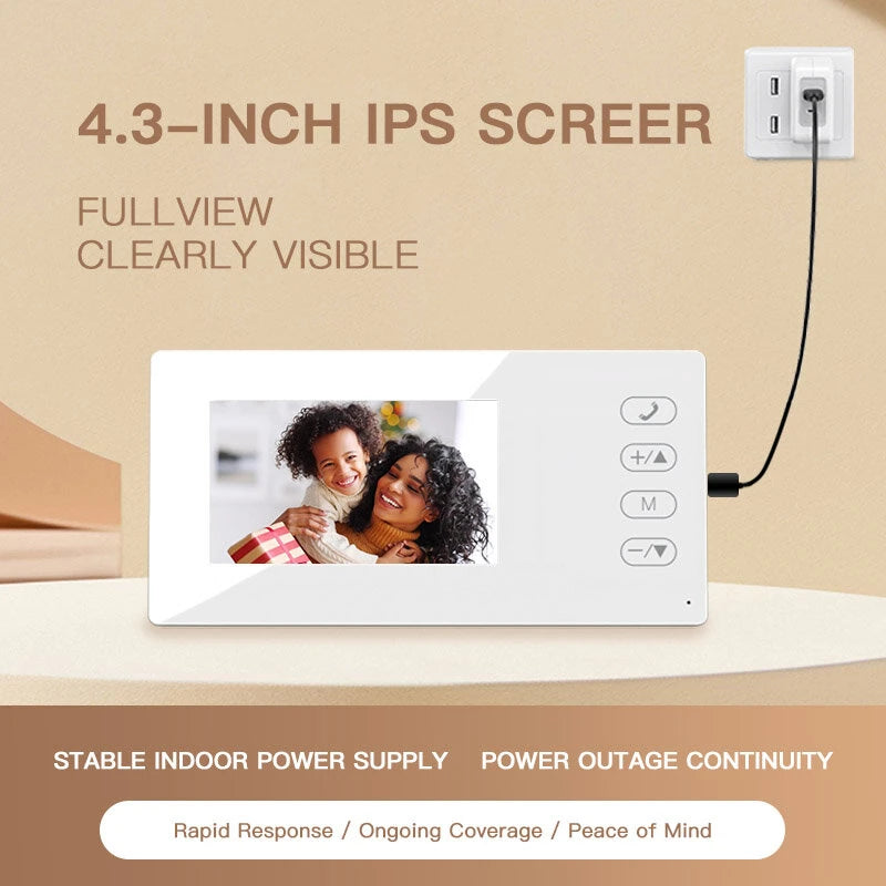Y8-KP2 2.4G Bluetooth Visual Doorbell Wireless Installation Infrared Night Vision Two Way Video Intercom Ultra Long Standby Time 4.3 Inch IPS Screen