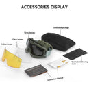 XANES Tactical Goggles 3 Lens Soft Windproof UV400 Protection Glasses For Cycling Safe Protection