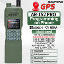 BAOFENG AR-152 PRO 10W GPS Walkie Talkie Long Range Bluetooth Programming Multi Band 12000mAh Tactical 1000CH Two Way Ham Radio with Flashlight