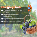 300kg Portable Handheld Scale Crane Scale Electronic Crane Scale LCD Digital Weighing Tool Industrial Heavy Duty Weight Stainless Steel Hook Scale Hanging Scale