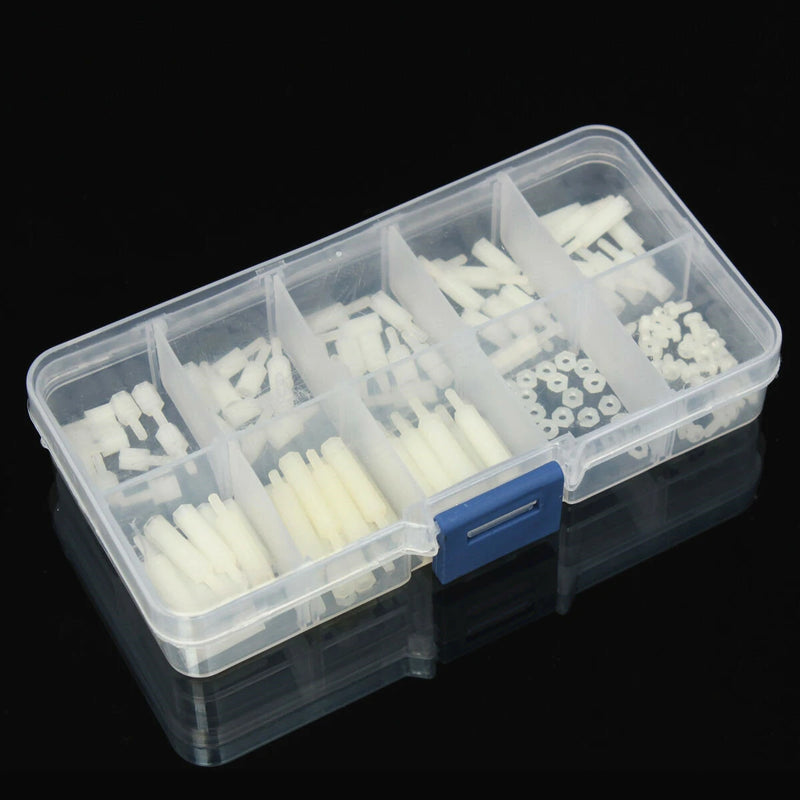 Suleve M2NH2 M2 Nylon Screw White Hex Screw Nut Nylon PCB Standoff Assortment Kit 140Pcs