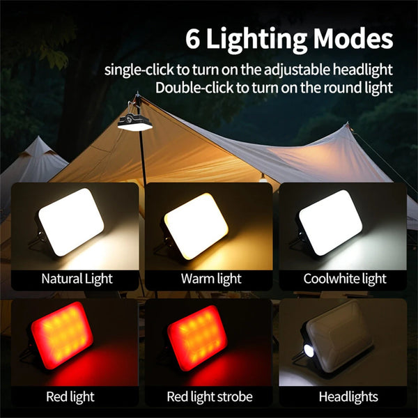 IPRee Outdoor Portable Tent Camping Light Built in Battery Large Capacity with Power Bank Intelligent Display Portable Hanging Light,Emergency Night