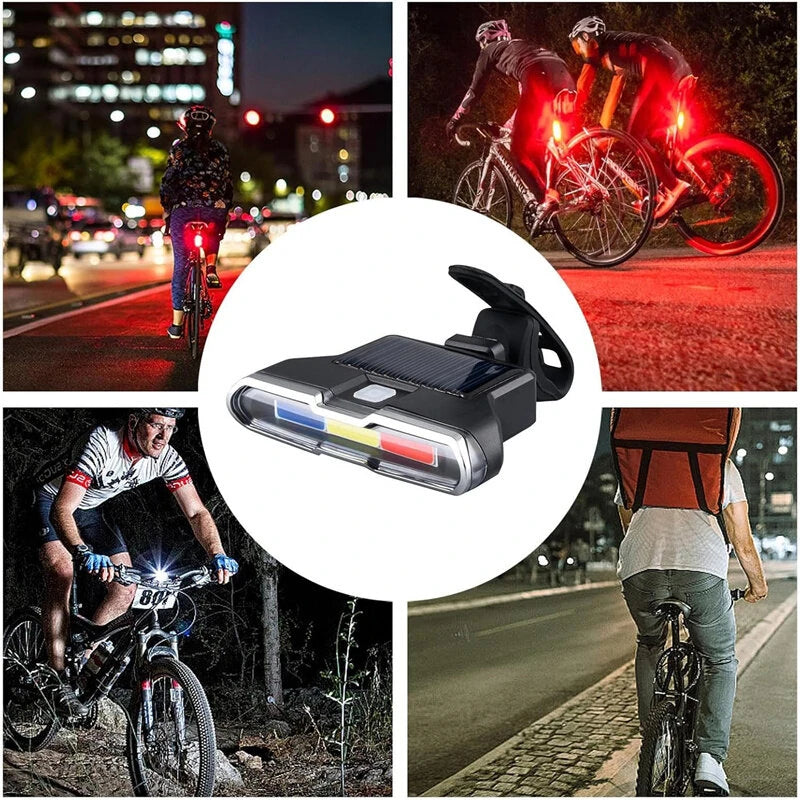 Bikight Solar Bike Taillight 300mAh Battery 7 Light Modes Type-C Charging IPX7  Waterproof Bicycle Rear Light for MTB Bike Motorcycle Electric Vehicle