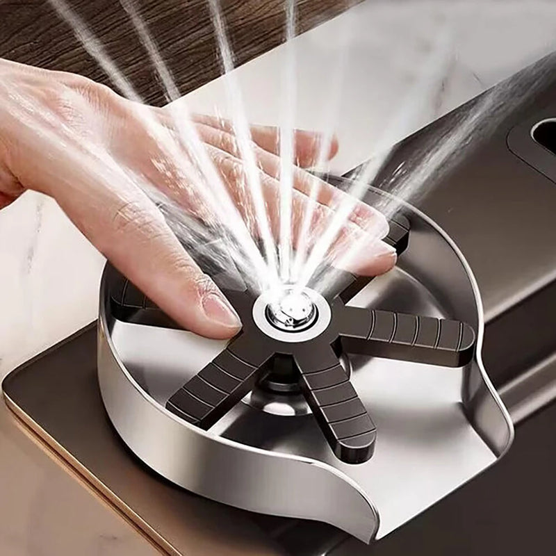 Sink High Pressure Household Bar Stainless Steel Press Automatic Cup Washer Coffee Shop Free Cleaning Rinser Faucet