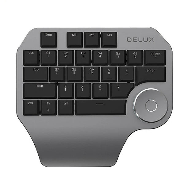 DELUX T11 Designer One Handed Mechanical Keyboard 28 Keys with Multi-functional Dial LED Backlit Kailh Switch For PS/CAD Using Shortcut Keys And Voice Tools