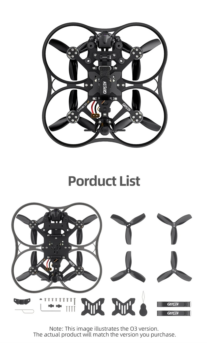 GEPRC CineLog30 V2 Analog 124mm 3 Inch 4S FPV Racing Drone PNP BNF w/ F7 AIO 45A ESC Caddx Ratel 2 Camera