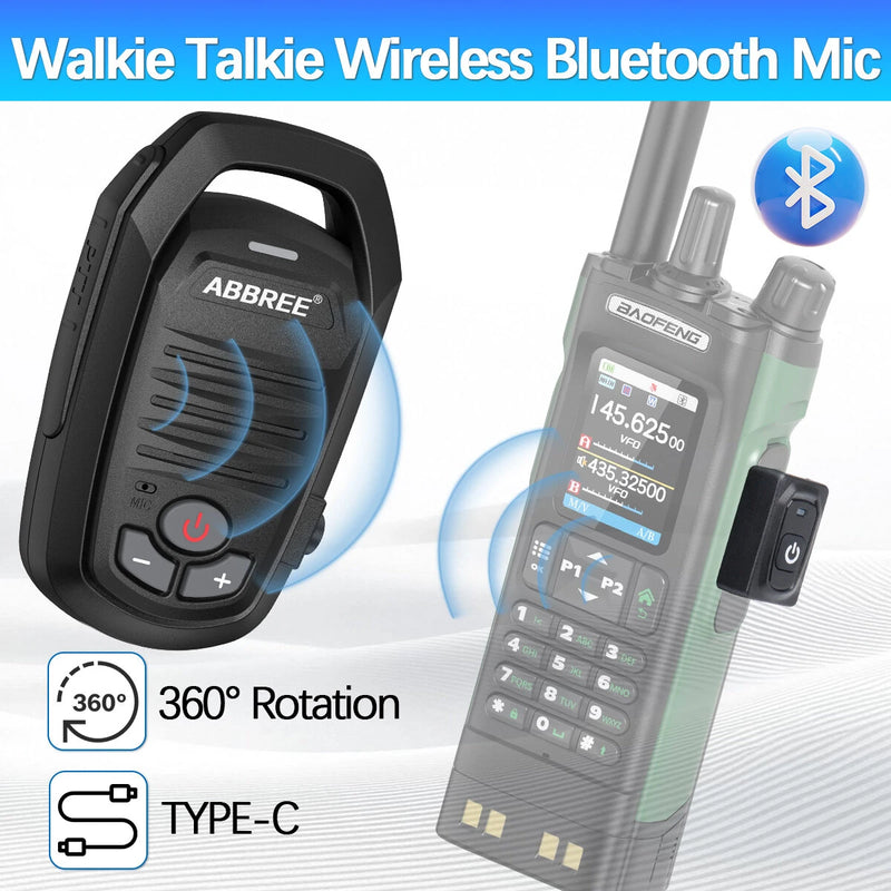 ABBREE AR-639 Wireless Handheld bluetooth Microphone Speaker Type-C for Baofeng UV-5R UV-21 PRO Quansheng UV-K5 K6 TK11 Walkie Talkie