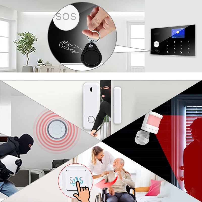 SmartHome GSM WiFi Wireless Alarm System Anti-tamper Real-time Alerts Tuya APP Remote Control 328 ft Range Smart House Wireless Security Alarm