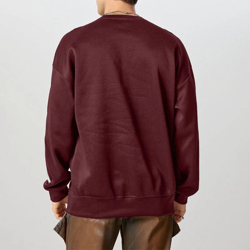 INCERUN Mens Skeleton Print Color Block Long Sleeve Hoodie Fashion Loose Fit Crew Neck Fall Top for Male S 5XL