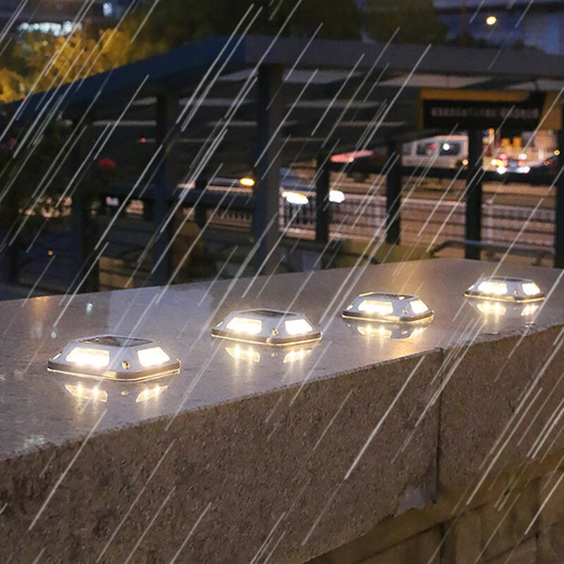 4Pcs 8*LEDs Solar Ground Light Waterproof Solar Light Warm Light Solar Garden Lamp Outdoor Courtyards Driveway Marker Light
