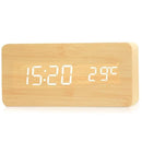 LED Electronic Wooden Alarm Clock Time Temperature Display USB + Battery Dual Power Supply Digital Alarm Clock LED Alarm Clock with Temperature Desk Clocks for Office Bedside Clock