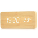 LED Electronic Wooden Alarm Clock Time Temperature Display USB + Battery Dual Power Supply Digital Alarm Clock LED Alarm Clock with Temperature Desk Clocks for Office Bedside Clock