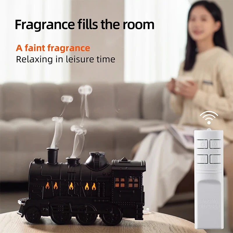 300ml Train Air Humidifier with Remote Control Ultrasonic Aromatherapy Diffusers Mist Maker Fragrance Essential Oil Aroma Difusor