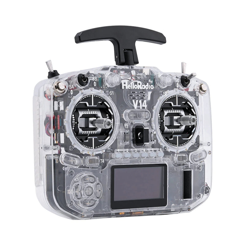 HelloradioSky V14 MAX/MAX R9 2.4GHz Transparent Built-in 1000mW ELRS/4IN1 CNC Metal RDC90 Gimbal Open Source EdgeTX Radio Transmitter OLED Screen for FPV Racing Drone