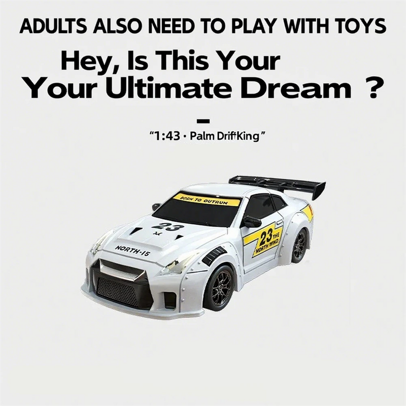 S916 RTR Mini 1/43 2.4G 4WD Drift RC Car Gyro GTR Race LED Light Full Scale Remote Control High-Speed Motor On-Road Racing Vehicle Model Boys Gifts Toys