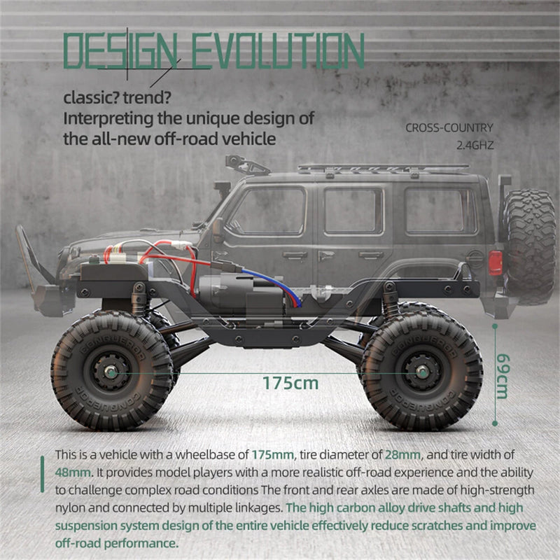 HB Toys RTR R1604/5/6 1/16 2.4G 4WD RC Car Full Proportional Rock Crawler LED Light Off-Road Climbing Truck Vehicles Models Toys