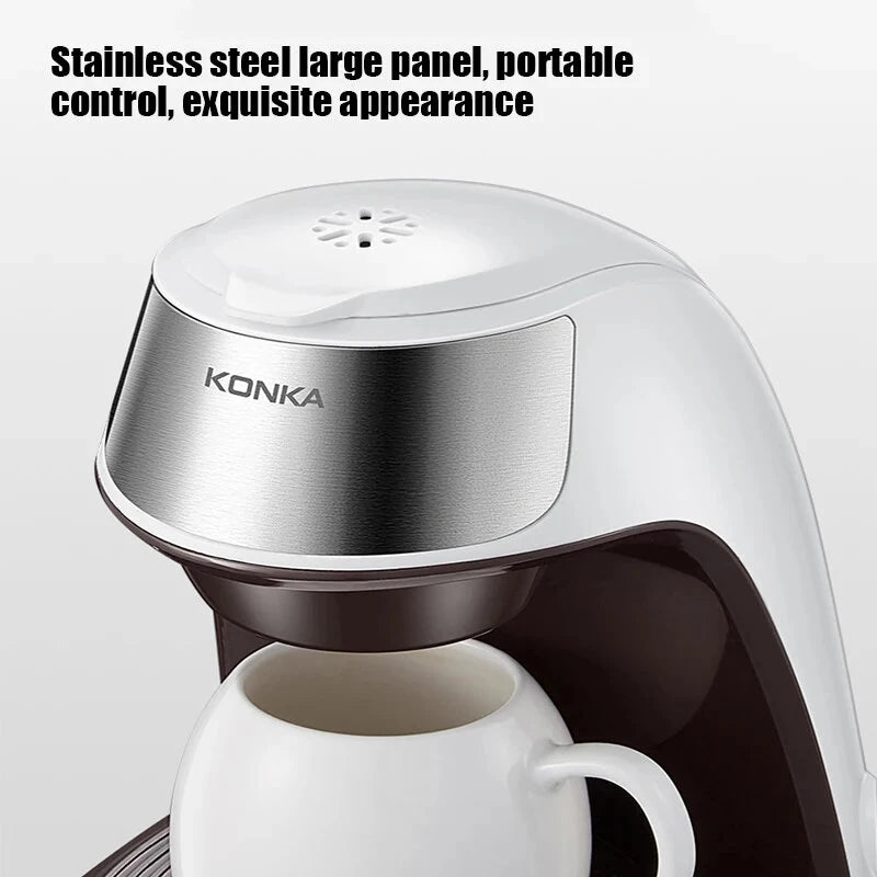 KONKA Drip Coffee Maker American Coffee Machine Home Mini Automatic 220V 450W Brew Powder Tea Easy Operation Free Coffee Cup