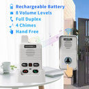 Wireless Intercom Doorbell System Long Range Two-Way Communication Rechargeable Battery Adjustable Volume Weather Resistant Easy Installation for Home Hospital Elderly Care CN Plug