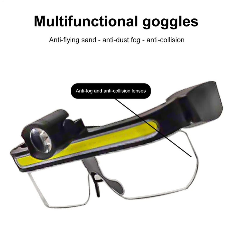 LED Safety Glasses Light USB Charging Multi-Function Full-View Large Floodlight For Outdoor Cycling Fishing Camping LED Headlight