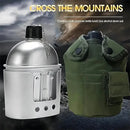 IPRee Aluminum Water Canteen Cup Wood Stove Pouch Set Portable Military Canteen for Outdoor Camping Survival Experience Hiking Backpacking