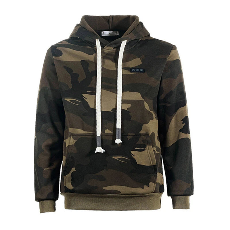 TENGOO HS07C Smart Heated Sweatshirt 7 Heating Areas Quick Heating USB Rechargeable Camouflage Hooded Pullover Fashion Oversize Jacket for Winter Outdoors Keep Warm