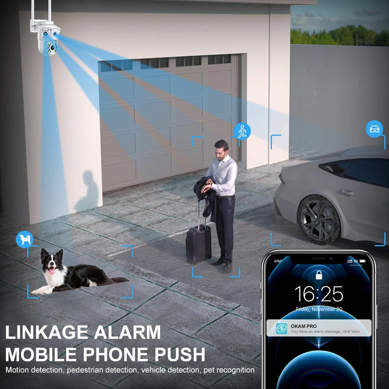 K30 2-Lens WIFI IP Camera 1080P Full Color Outdoor Waterproof Night Vision WiFi Surveillance Camera 1920x1080 360-degree 2MP PTZ Home Security System Camera